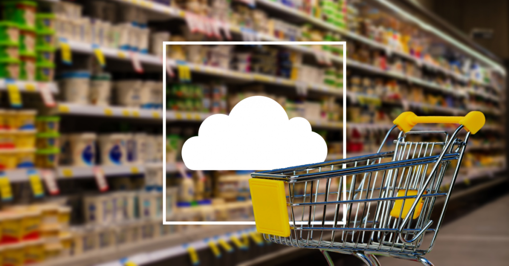 cloud u kolicima za kupovinu u supermarketu